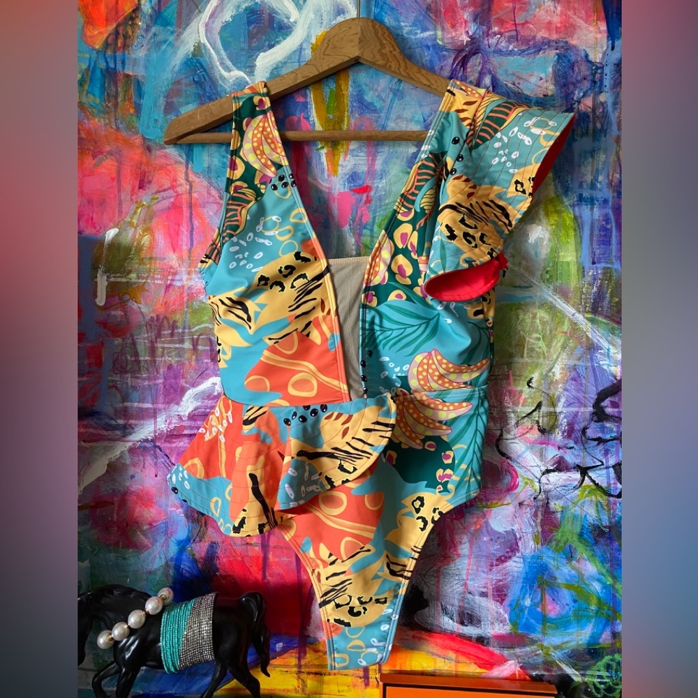 Stunning SPORLIKE One Piece Graphic Colorful One Piece BATHING SUIT Swimwear 💖